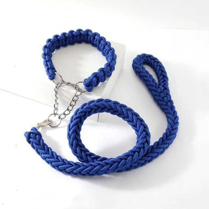 Heavy Duty Pet Dog Collar Leash Set Adjustable Obedience P Chain Collar Nylon Dog Leash Strap Lead Rope for Medium Large Dogs