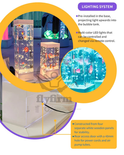 Flyfirm Sensory LED Aquarium with Bubbles and 12 Artificial Fish Ideal for Mood Lighting, Autism, and ADHD Sensory Therapy