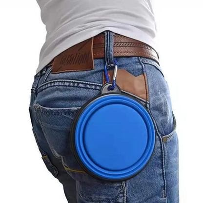 1Pcs Portable Travel Collapsible Dog Pet Folding Silicone Bowl For Pet Feeder Puppy Food Container Feeder Dish Bowl With buckle
