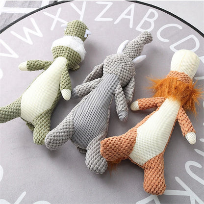 Funny Pet Toys Animal Shaped Bite Resistant Chew Toys Dog Interactive Tooth Cleaning Molar Toys Soft Plush Squeaky Sounder