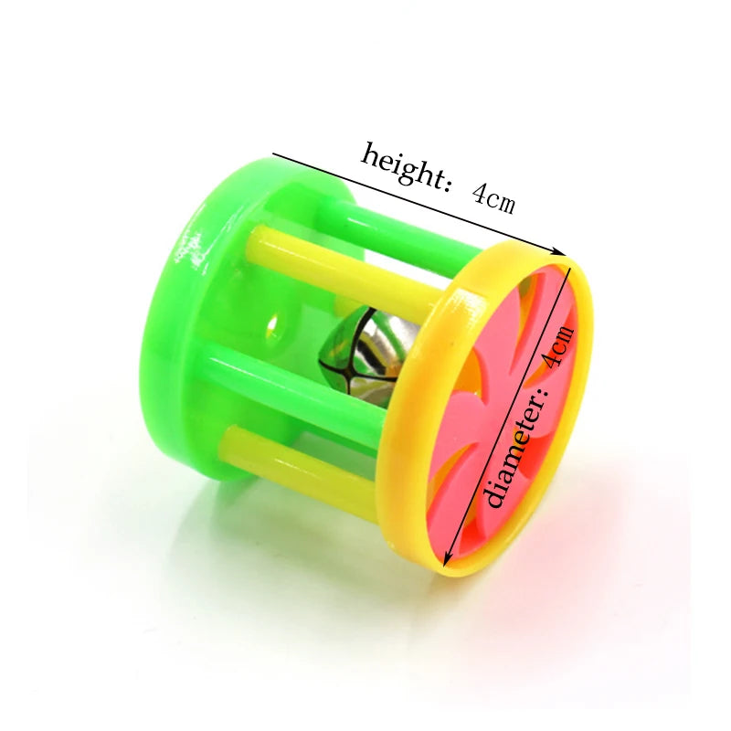 Plastic Pet Cat Flower-drum Ball Bell Toy With Sound Kitten Interactive Scratching Colorful Cat Teaser Toys Pet Supplies