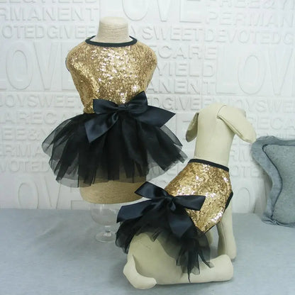 Small Dog Dress Pet Tutu Dress with Sequin Bows Princess Tulle Skirt Puppy Dog Clothes Chihuahua York Terrier Pet Apparel