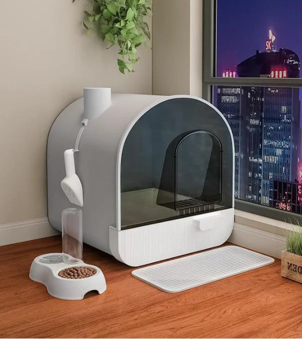 Hot Sale Easy Cleaning Closed Activated Carbon Deodorizing Semi-automatic Cat Litter Box
