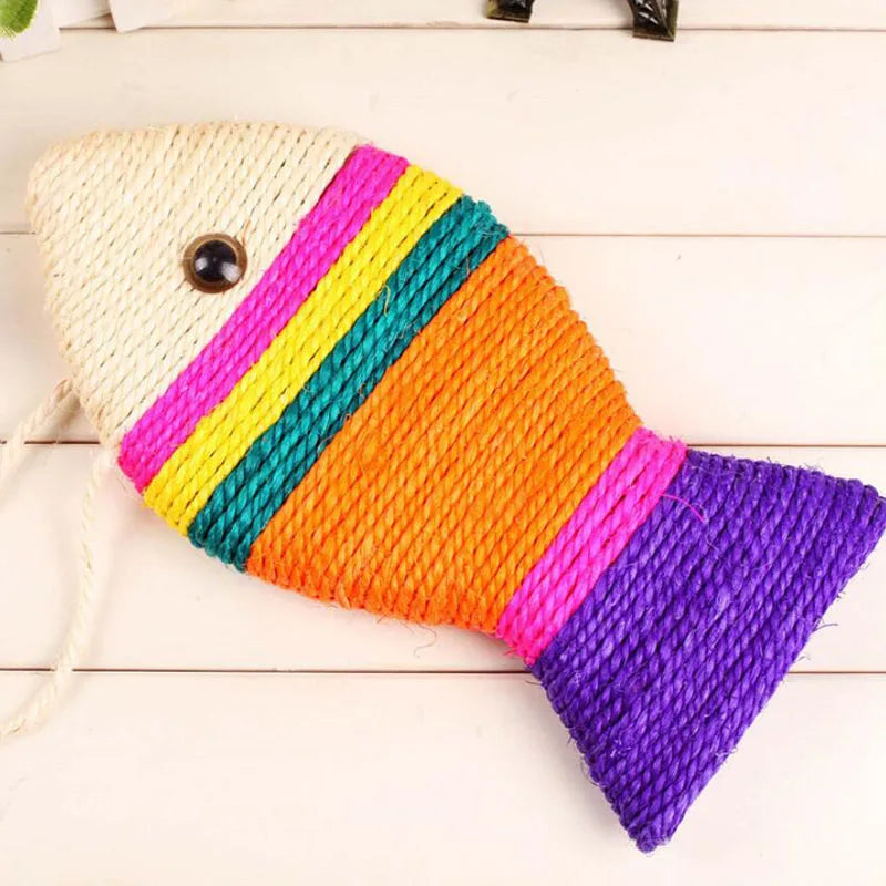 Colorful Pet Cat Interactive Fish ShapeToy Sisal Scratching Plate Kitten Playing Chew Scratch Catch Toy