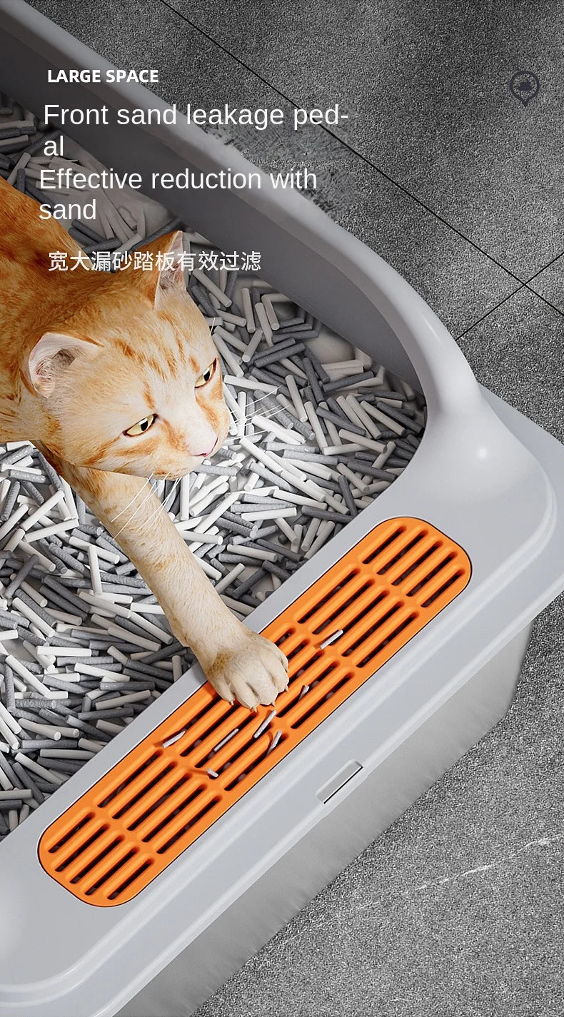 Cross-Border Oversized Stainless Steel Litter Box Top-In Anti-Take-Out Anti-Splash Cat Toilet Easy Clean Semi-Closed Pet Kitties