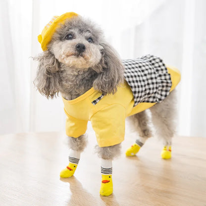 4pcs/Set Printed Pet Dog Socks High Elasticity Small Big Puppy Chihuahua Thick Paw Protector Winter Warm Booties Pet Accessories