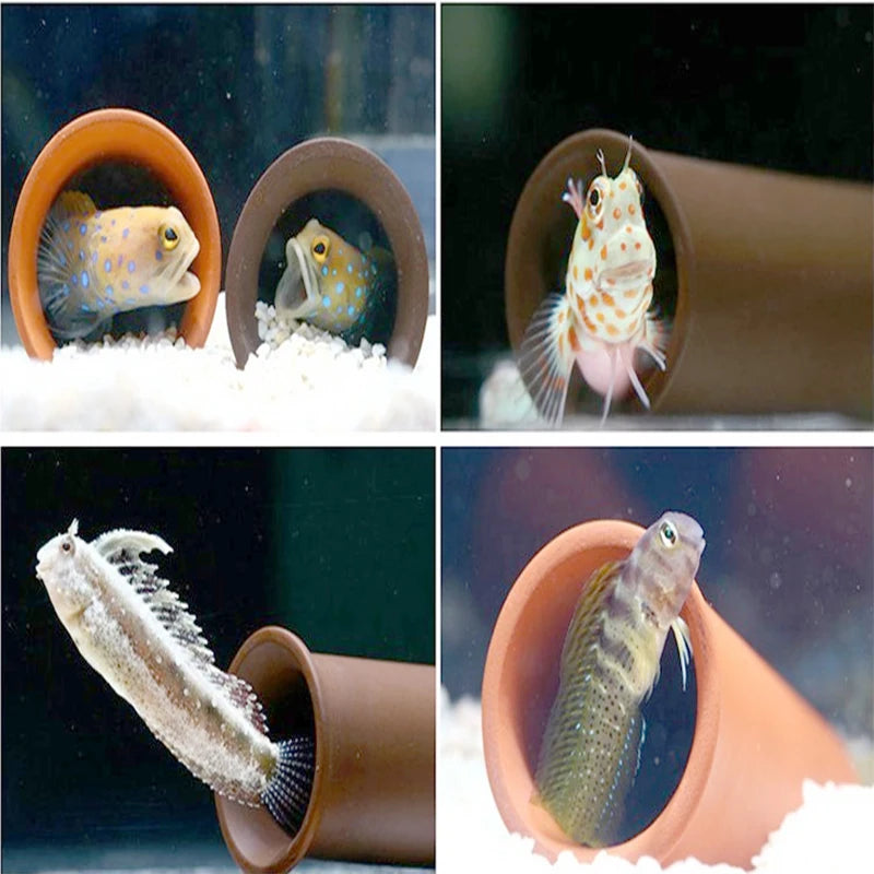1pcs Ceramic House For Aquarium Fish Shrimps Spawn Shelter Breed House Pottery Scorpion House Canister Simulation Stone Ornament