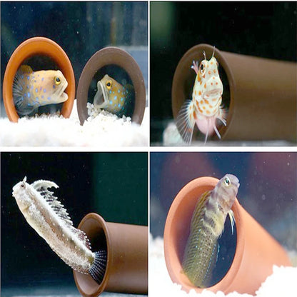 1pcs Ceramic House For Aquarium Fish Shrimps Spawn Shelter Breed House Pottery Scorpion House Canister Simulation Stone Ornament