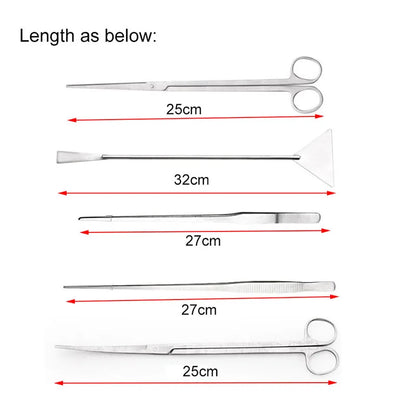 Stainless Steel Aquarium Tank Tools Kit  Fish Tanks Aquatic Plants Grass Scissor Tweezers Shovel Kit Aquarium Maintenance Tools