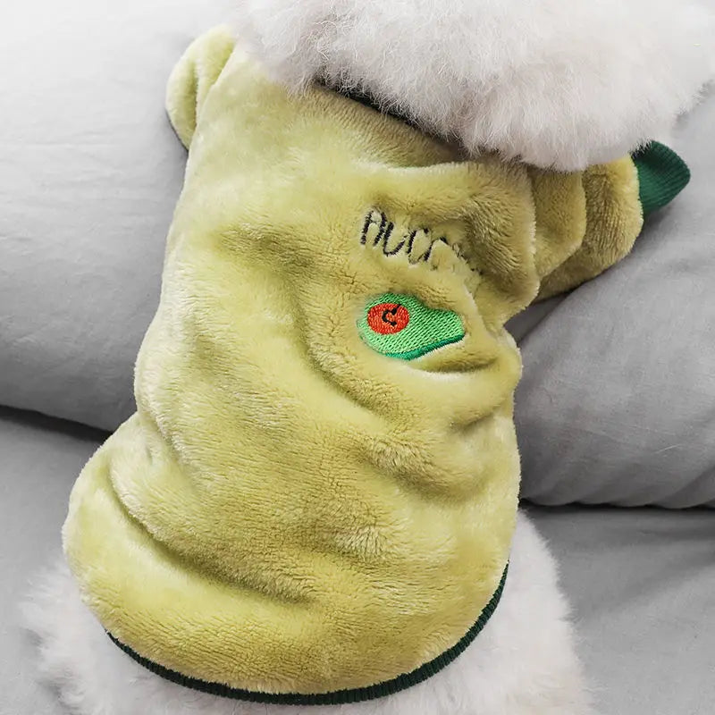 Soft Warm Velvet Dog Hoodies Puppy Winter Coat Strawberry Avocado Dog Clothes for Small Dogs Cold Weather Pullover Pet Apparel
