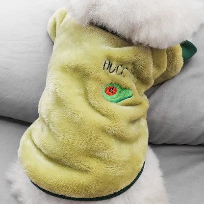 Soft Warm Velvet Dog Hoodies Puppy Winter Coat Strawberry Avocado Dog Clothes for Small Dogs Cold Weather Pullover Pet Apparel