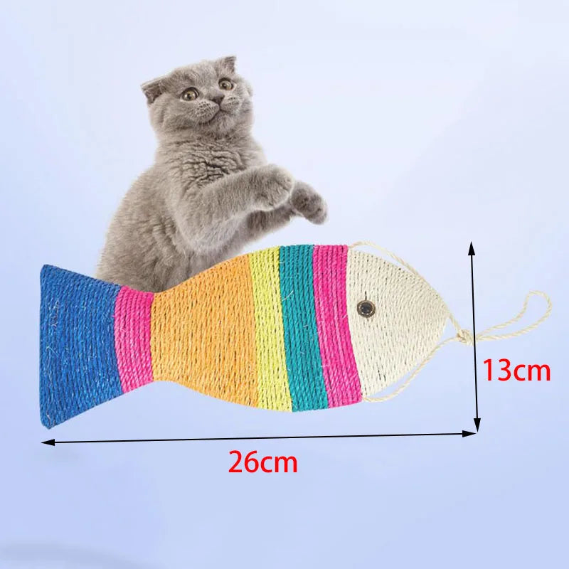 Colorful Pet Cat Interactive Fish ShapeToy Sisal Scratching Plate Kitten Playing Chew Scratch Catch Toy