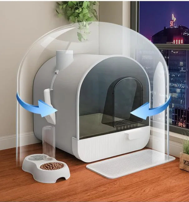 Hot Sale Easy Cleaning Closed Activated Carbon Deodorizing Semi-automatic Cat Litter Box