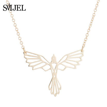 SMJEL Wild Animal Necklace Stainless Steel Hummingbird Necklaces & Pendants Cute Eagle Phoenix Swallow Birds Necklace collares