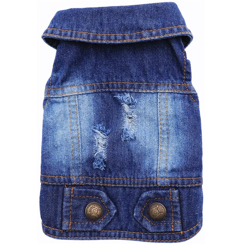 Wholesale Dog Jeans Jacket Denim Vest Coat Sleeveless Design Spring Autumn Clothes for Small Medium Dogs Bulldog York Costume