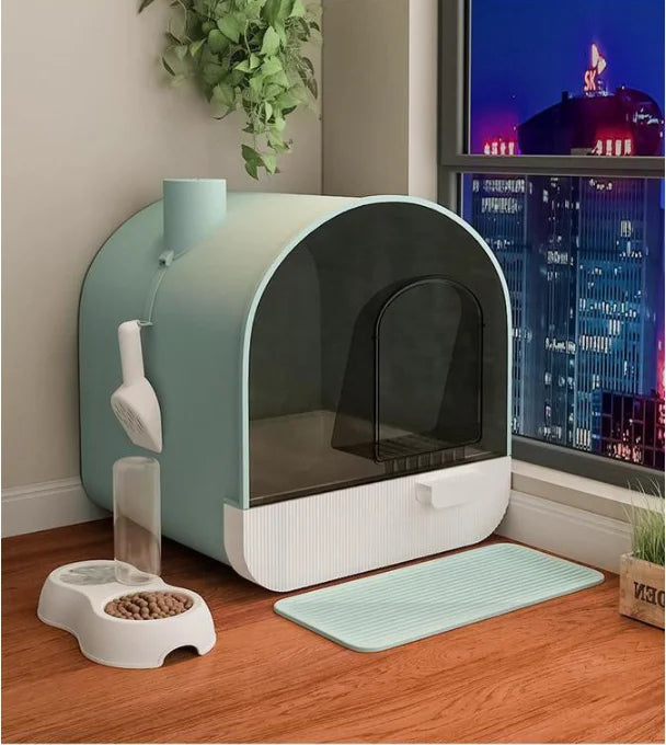 Hot Sale Easy Cleaning Closed Activated Carbon Deodorizing Semi-automatic Cat Litter Box
