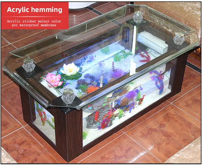 Wholesale aquarium  tank living room sofa table top ultra white curling coffee table ecological glass fish tank