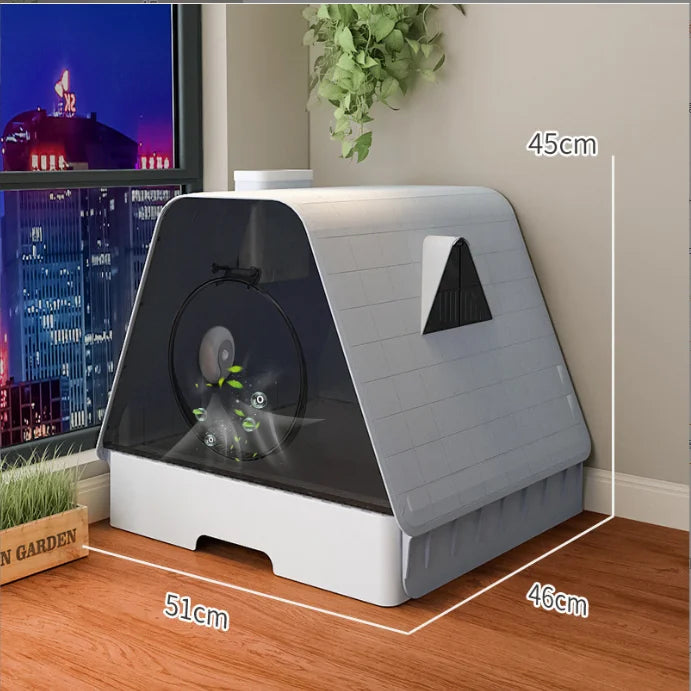 Hot Sale Easy Cleaning Closed Activated Carbon Deodorizing Semi-automatic Cat Litter Box