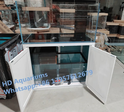 Customized Sizes large and medium fish tank aquariums for marine and freshwater with overflow sump cabinet