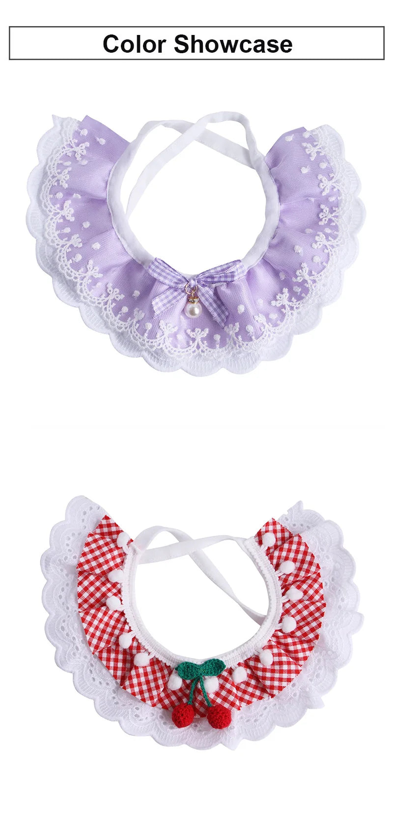 Romantic Lace Pet Dog Collar Bib Pearl Flower Princess Puppy Collar Necklace Candy Color Elastic Lace-Up Cat Bandana Accessories