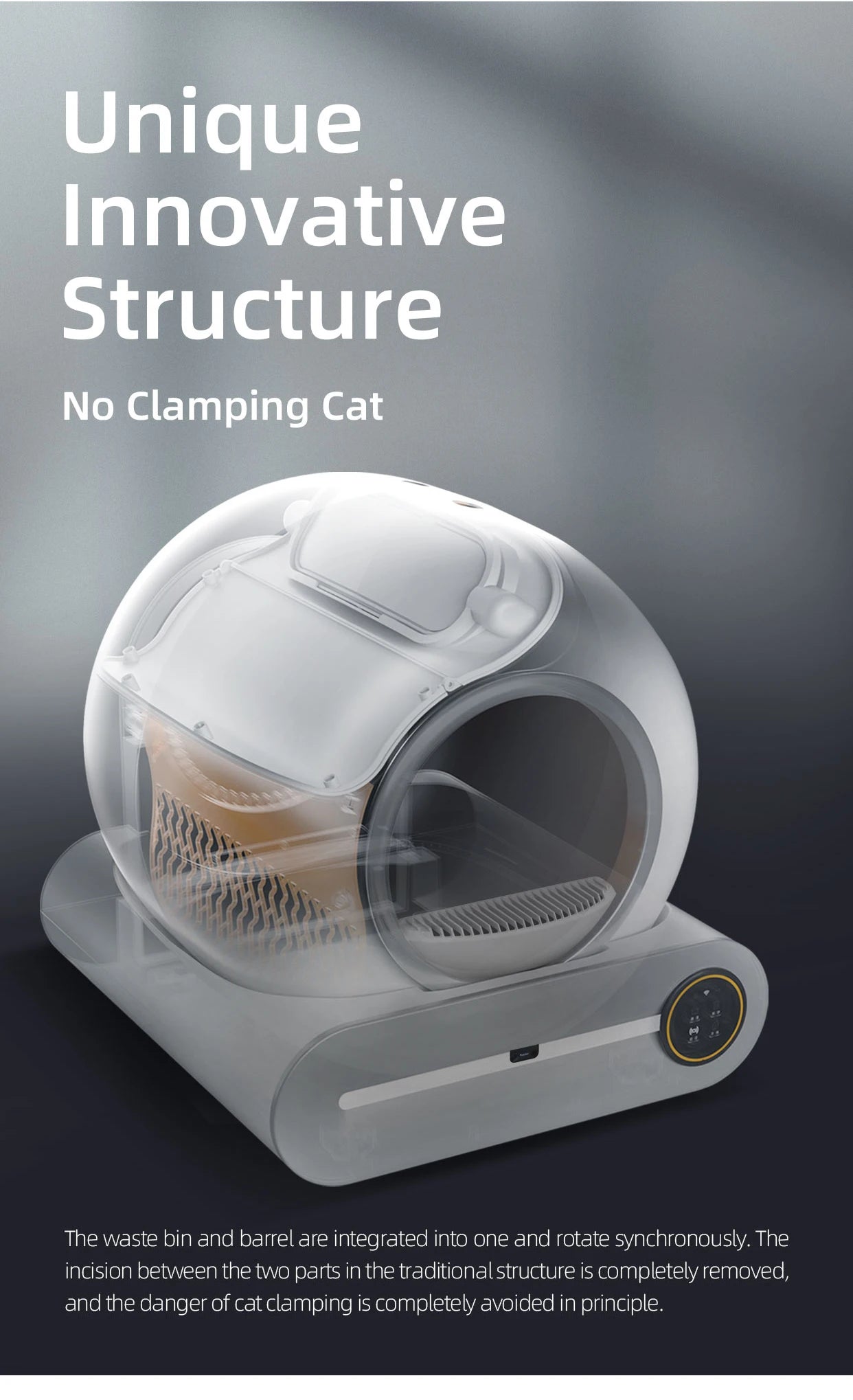 New  Large Space Comfortable Auto Shovel Cat Litter Tray Box Automatic Cleaning Light Indicating UV Disinfecting Cat Toilet
