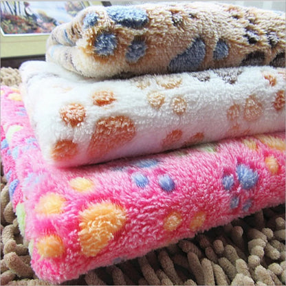 Soft Flannel Fleece Cat Dog Blanket Bed Mats Paw Foot Print Warm Pet Blanket Sleeping Beds Cover Mat For Dogs Cats Pets supplies