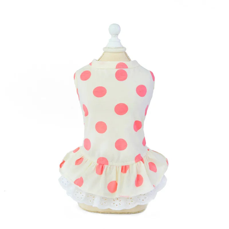 Fashion Dot Bow Cat Dog Dress Skirt Summer Sweer Pet Princess Dresses for Small Dogs Shih Tzu Yorkshire Clothing Puppy Clothes