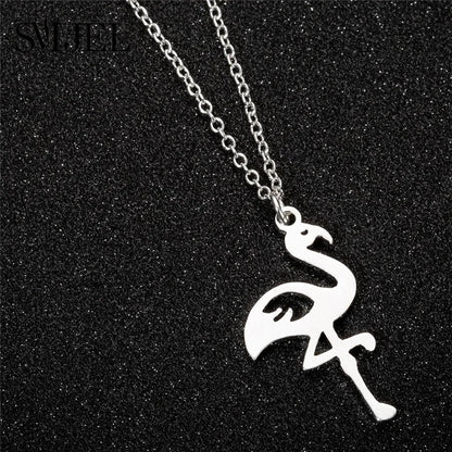 SMJEL Wild Animal Necklace Stainless Steel Hummingbird Necklaces & Pendants Cute Eagle Phoenix Swallow Birds Necklace collares