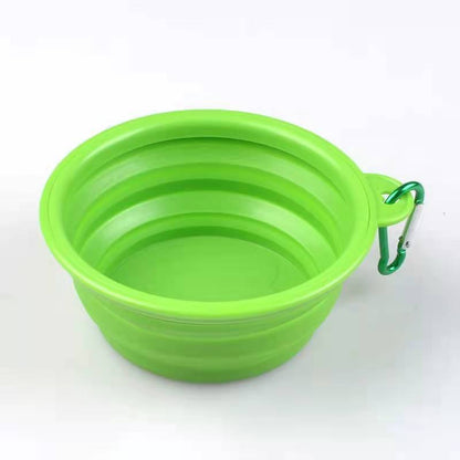 1Pcs Portable Travel Collapsible Dog Pet Folding Silicone Bowl For Pet Feeder Puppy Food Container Feeder Dish Bowl With buckle