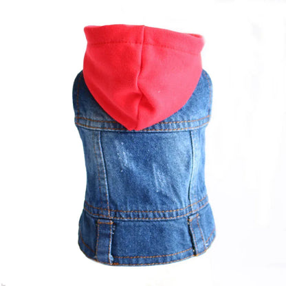 Spring Dog Denim Jacket for Small Medium Dogs Puppy Hoodies Jeans Hooded Coat Chihuahua Yorkie Beagle Clothes Pet Supplies