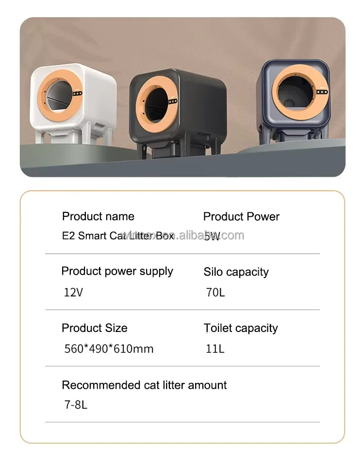 Mascotas accesorios Extra Large Smart Cat toilet Low Noise Automatic Cleaning Cat Litter Box with App Remote Control