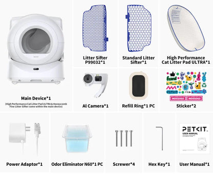 Automatic Litter Pan with Rotating CameraSealed and Odor-InsulatedMultiple Litter AvailableEasy-to-Clean Cat Litter Boxes