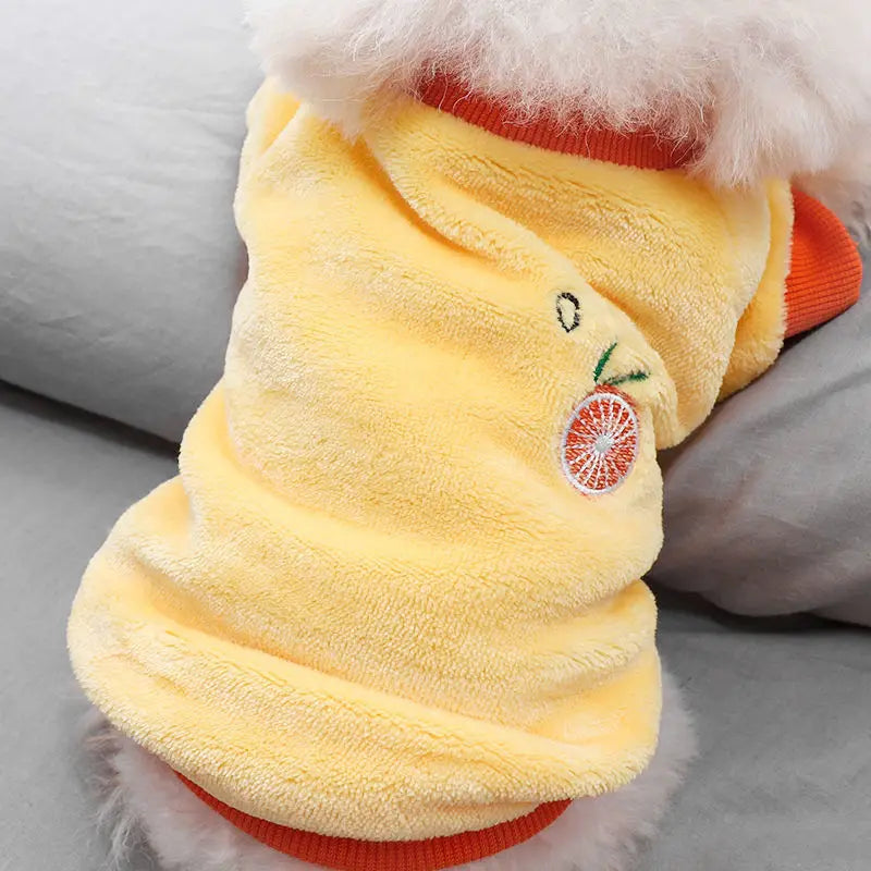 Soft Warm Velvet Dog Hoodies Puppy Winter Coat Strawberry Avocado Dog Clothes for Small Dogs Cold Weather Pullover Pet Apparel