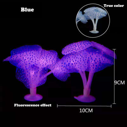 Fluorescent  Fish Tank Aquarium Decoration Artificial Coral Simulation Plant Ornament Pets Underwater Landscape With Suction Cup
