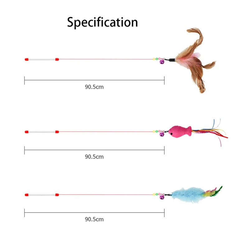 Pets Cat Feather Toys Plastic Kitten Interactive Stick Funny Cat Fishing Rod Game Wand Feather Stick Toy Pet Supplies Hot Sale