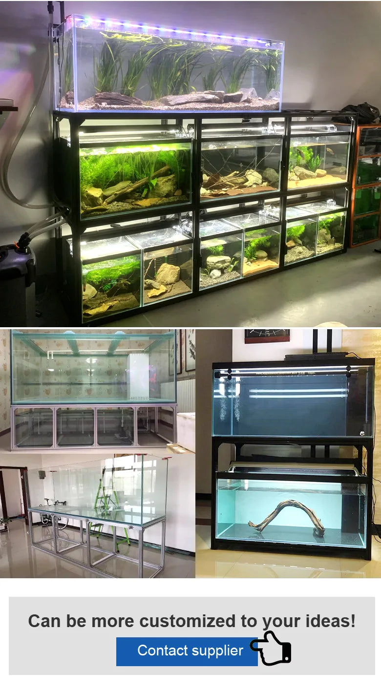Aluminum fish tank 1000 gallon tank professional customizable glass aquarium black silver acrylic frame aquariums & accessories