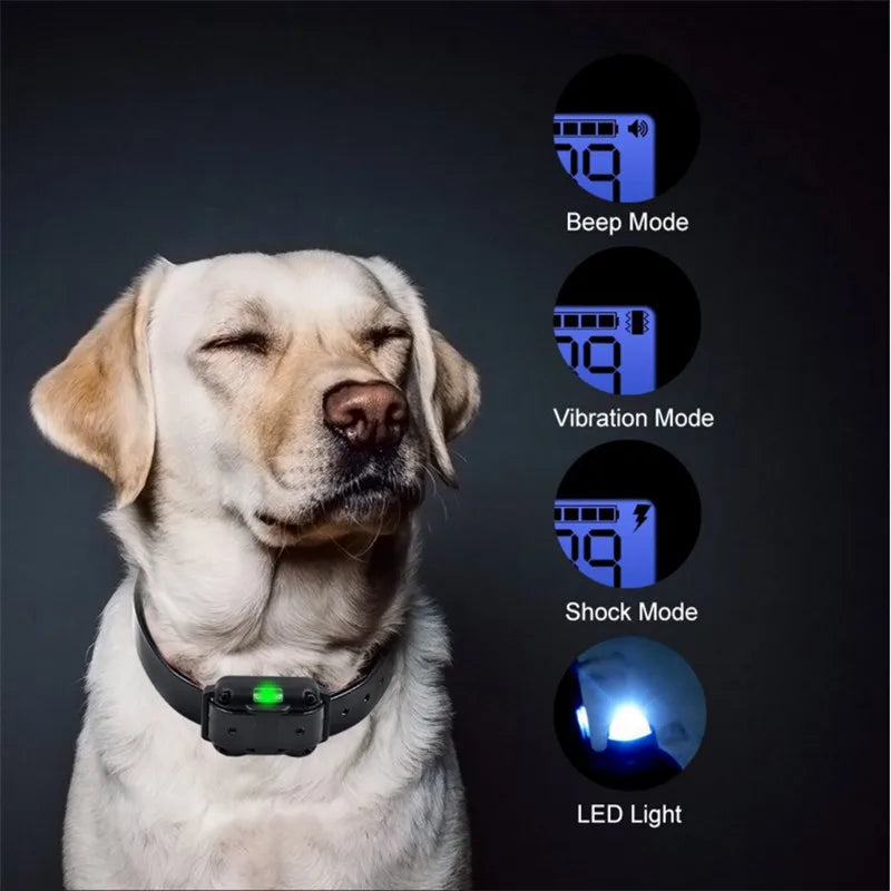 Electric Dog Training Collar Dog Anti Bark Waterproof Rechargeable Pet Remote Control For All Size Shock Vibration Sound