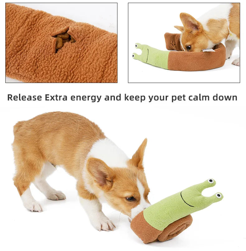 Dog Squeak Toys Pet Sniffing Plush Snails Toys Tibetan Food Molar Puzzle Dog Toys Interactive Dog Puzzle Toy Feeder Pet Supply