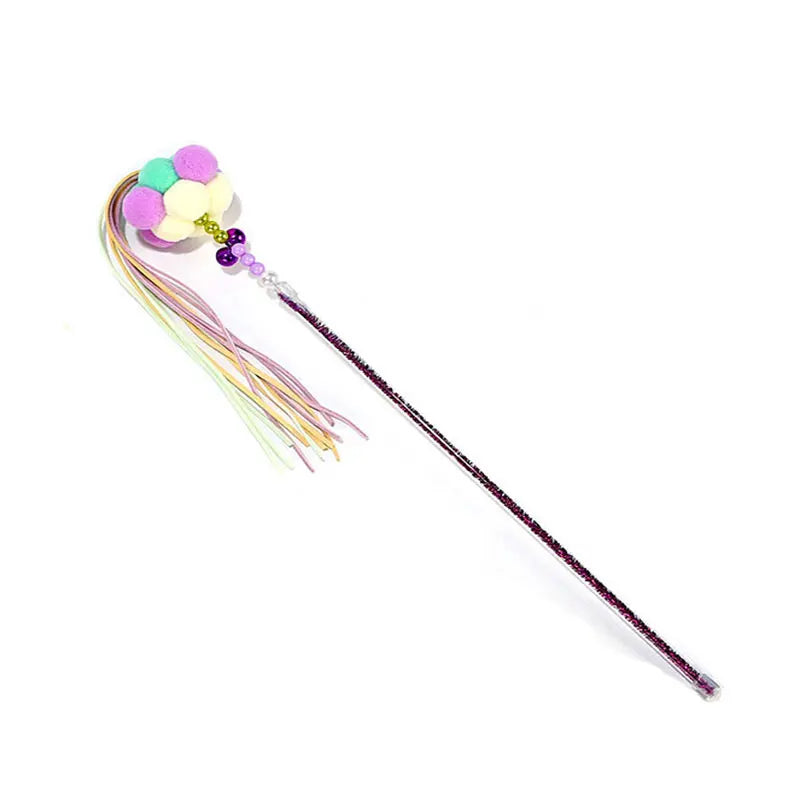 Creative Cat Toy Natural Feather Elasticity Pole Kitten Fishing Funny Cat Hairball With Bell Interactive Stick Fast Shipping
