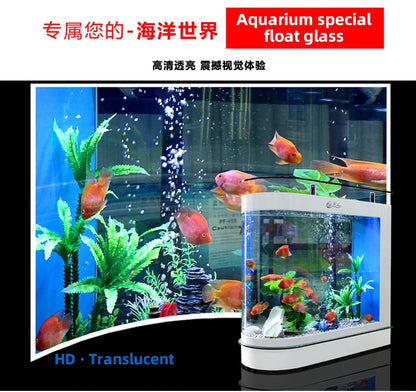 Small and medium-sized ultra-white glass hot bending tank bullet large screen ecological goldfish tank aquarium