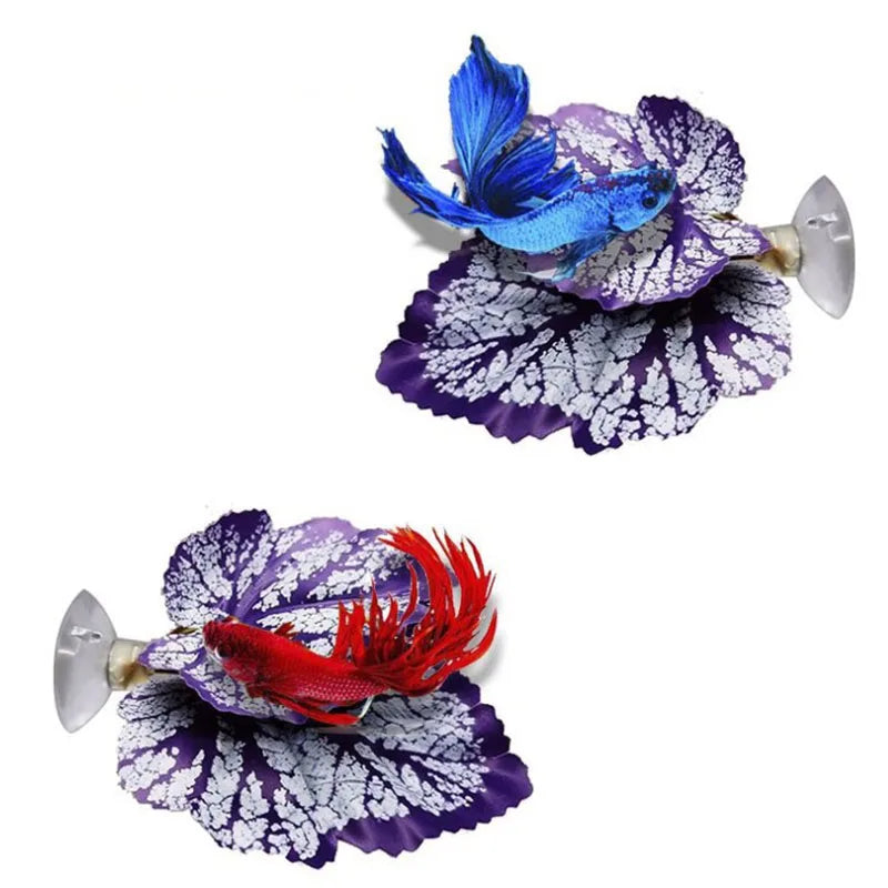 1Pc Artificial Aquarium Leaf Plants Decoration Betta Fish Rest Spawning Ornamental Plant Betta Fish Play Relax Hide Leaf Hammock