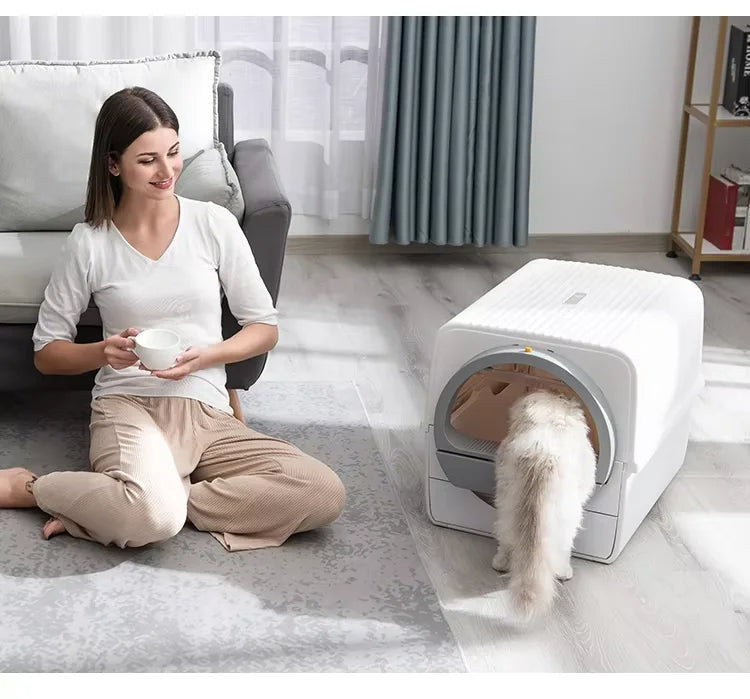 Fully Enclosed Removable push-pull cat toilet  Semi automatic cat litter box