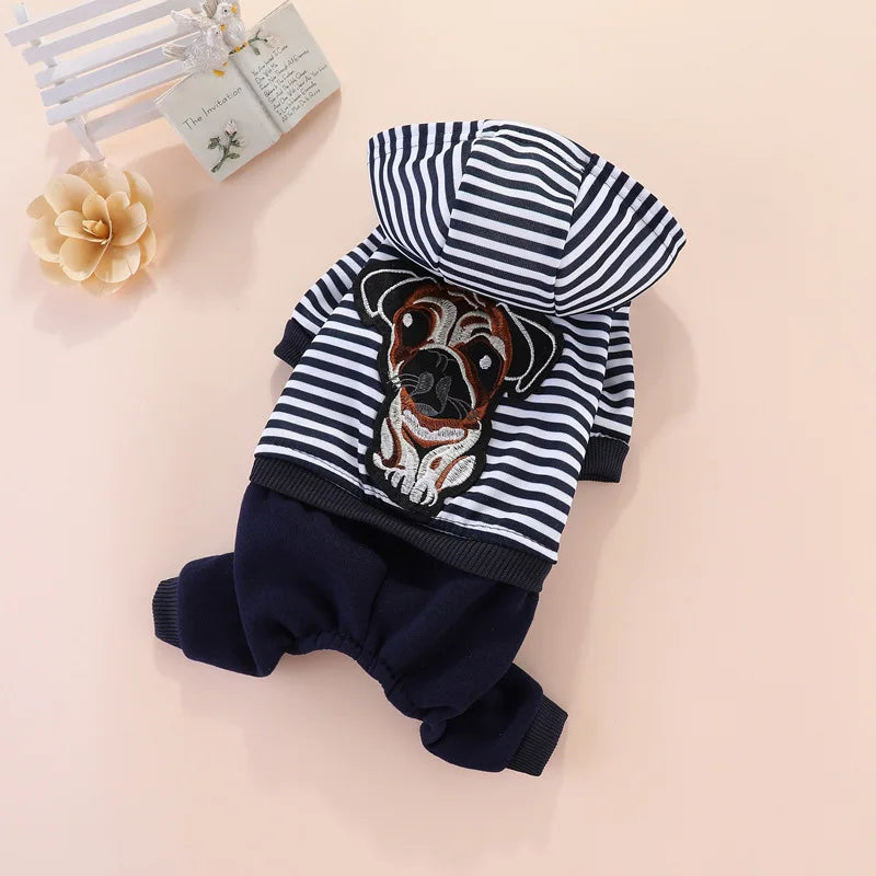 Dog Jumpsuit Spring Overalls For Dogs Hoodies Pants Set Costume French Bulldog Yorkie Chihuahua Clothes for Small Dogs Tracksuit