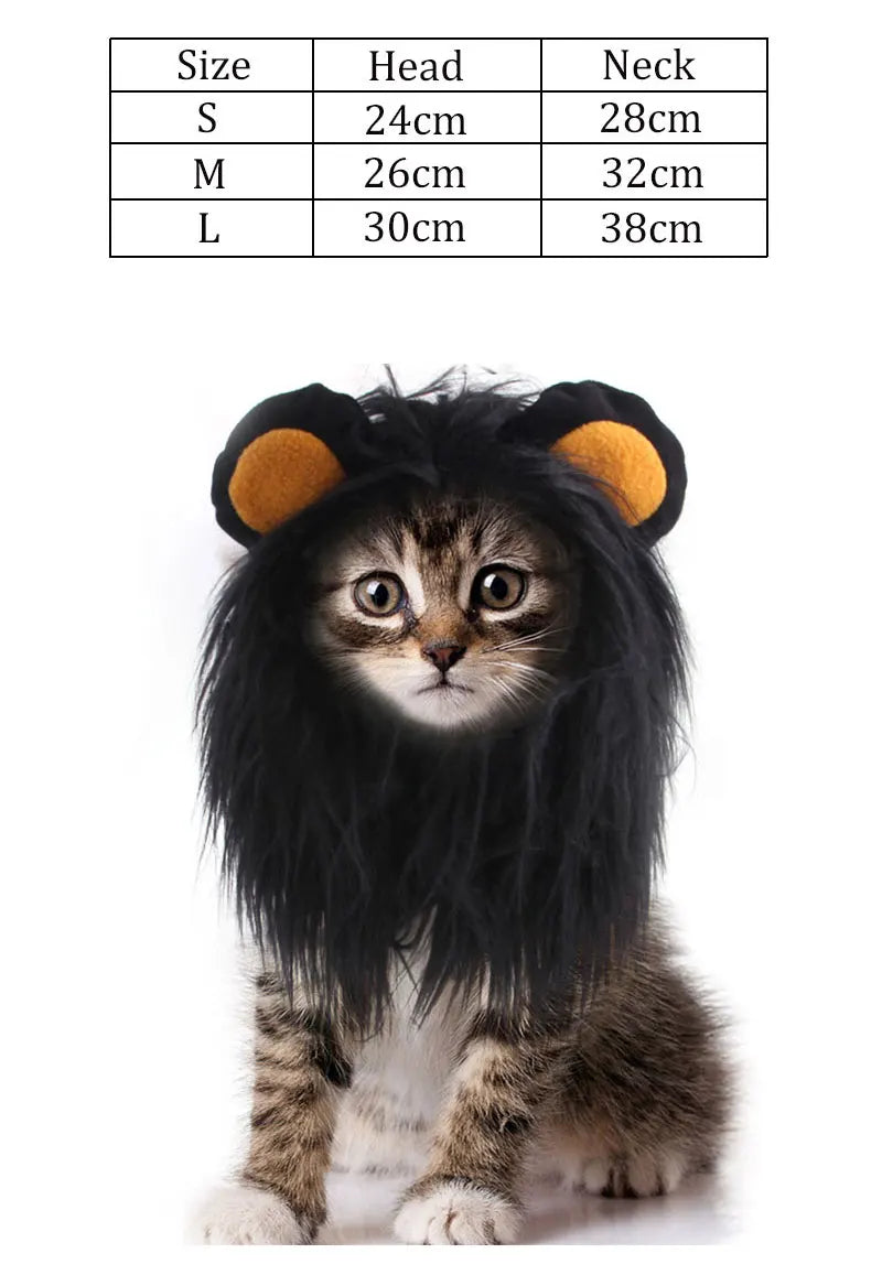 Lion Shaped Cosplay Hat for Cat Black Designer Pet Dog Accessories Winter Christmas Costume Kitten Head Wear Puppy Pet Supplies