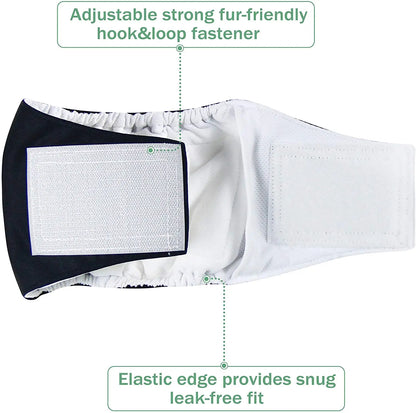 3 Pack Dog Belly Bands Washable Reusable Dog Diapers High Absorbing Male Dog Cat Wrap Panties Pet Incontinence Nappies