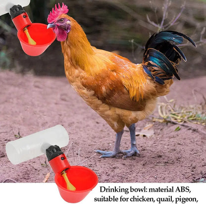 10 Sets Automatic Poultry Drinking Cups Chicken Tapping Waterer Drinker  and Chicken Waterer PVC Tee Fittings Chicken Feeder