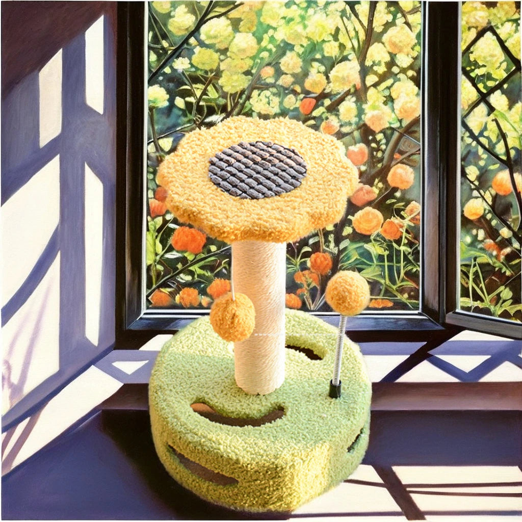Large Cute Cat Climbing Frame Sustainable Cat Scratching Bed House Made Wood Sisal Paper Plastic Velvet Comes Carton Package