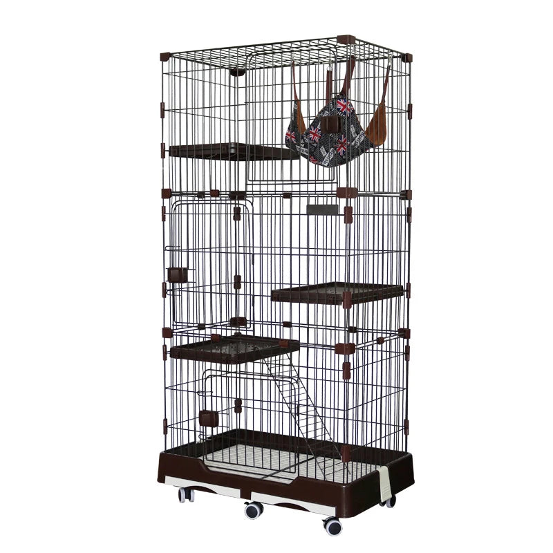 Choose high-quality stainless steel wire PP plastic cat cage with mobile base inexpensive  Wholesale factory price