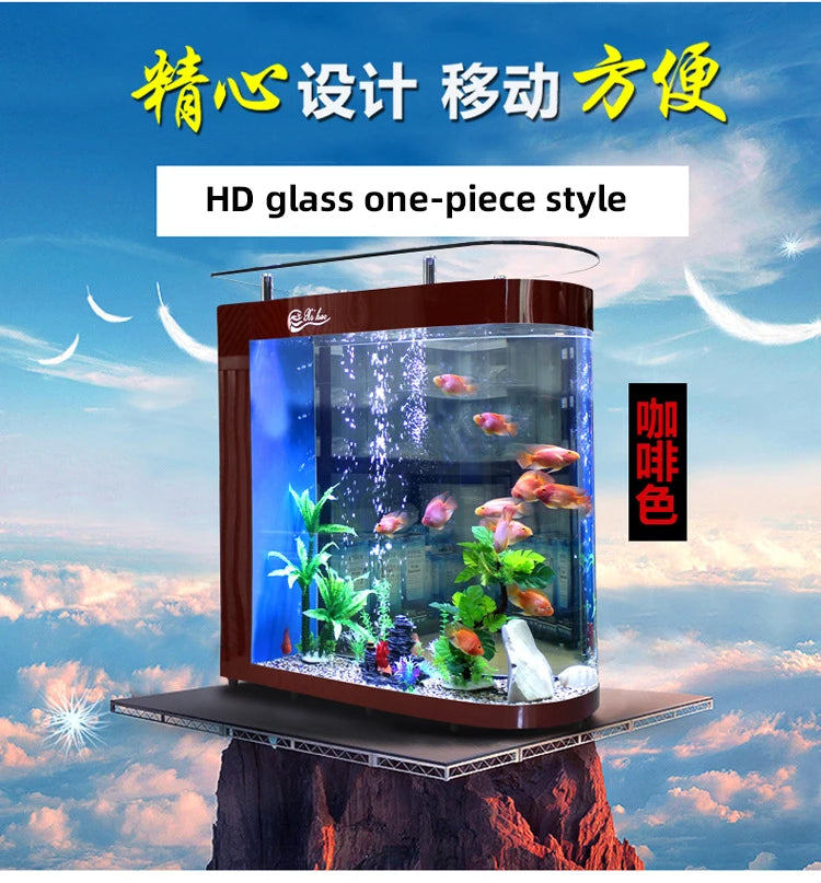 Small and medium-sized ultra-white glass hot bending tank bullet large screen ecological goldfish tank aquarium