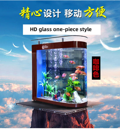 Small and medium-sized ultra-white glass hot bending tank bullet large screen ecological goldfish tank aquarium